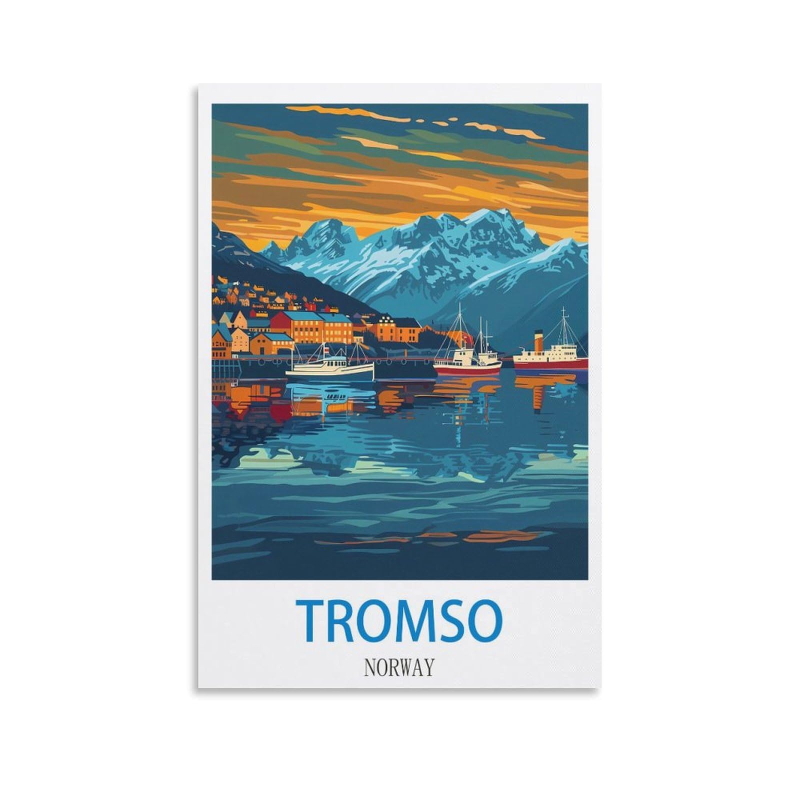 Metal Tin Sign Tromso Norways Posters Metal Wall Decor Decorative Tin Sign Art Plaque Poster for Home Kitchen Bar Coffee Shop Club Decoration 15x30cm