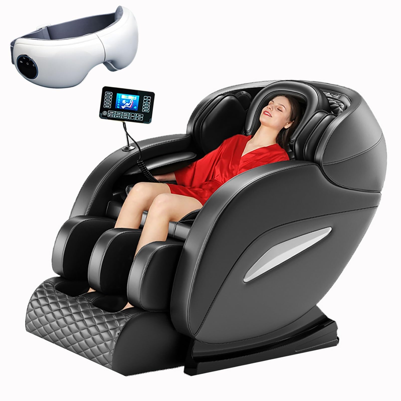 Poltrona Massaggio 4D con Relax SL-Track Zero Gravity, Compressione Aria Corpo Intero e Design Risparmio Spazio(Black)