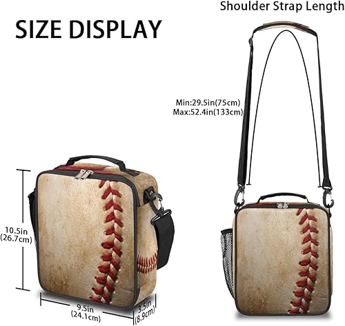 Miniatura 3 de Lonchera de béisbol para niños, con textura de béisbol, bolsa de almuerzo aislada para niños y niñas, contenedor de alimentos reutilizable, bolsa