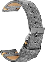 HYOPBSCN WCC00816 Handmade Suede Watchband 18 19 20 22MM Fits Antique Watch Men's Bracelet Vintage Style Matte Leather Grey Strap