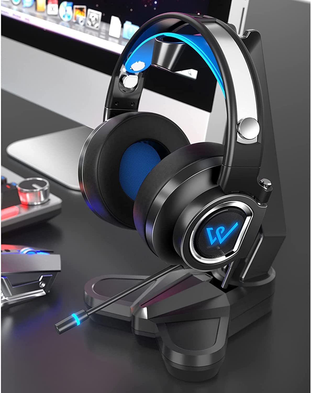 Gaming Accessori Supporto Per Cuffie Supporto Per Cuffie Da Gioco Per PC Supporto Per Cuffie Creativo Gestione/Vassoio Supporto Per Cuffie Gamer Organizzatore Da Scrivania Stand Over-Ear da Gioco