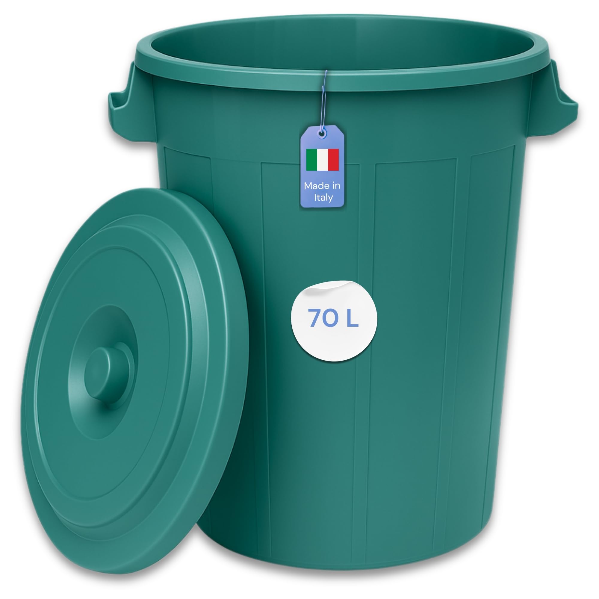 YourCasa Mülltonne 70L - Mülleimer mit Deckel verschließbar - Tonne mit Tragegriffen für Garten - Regentonne klein - Wassertonne Abfalltonne (Grün, 70 Liter)