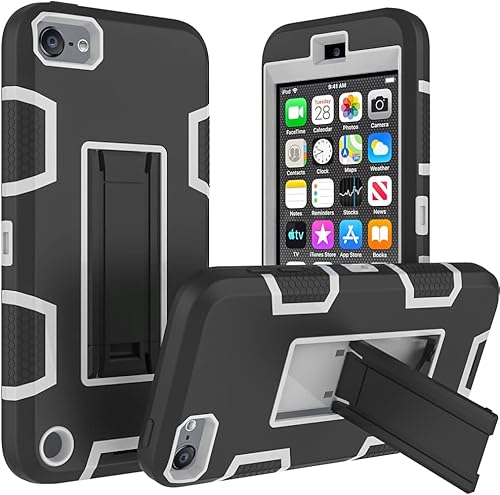 WOGROO Funda protectora compatible con Apple iPod Touch, iPod Touch 7, iPod Touch 6, funda híbrida a prueba de golpes para iPod con función atril,