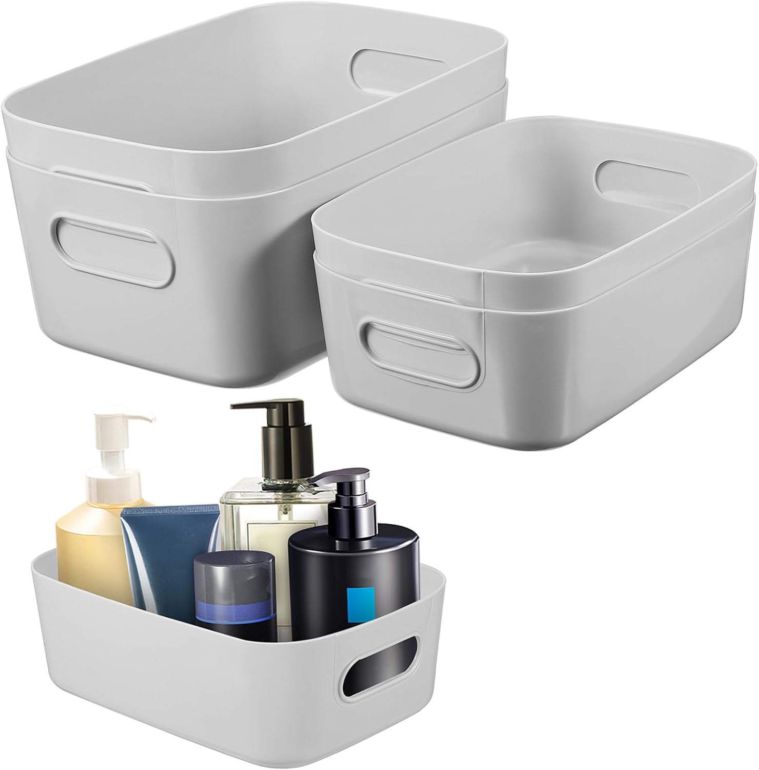 4pcs Portable Storage for Organizing Small for Bathroom Kitchen Closet Tabletop Containers for Snacks and Essentials