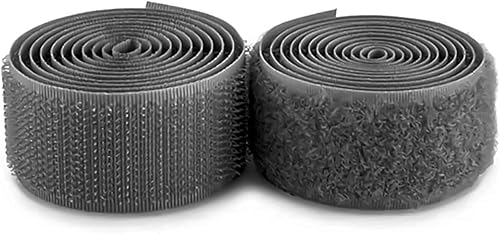 Miniatura 1 de Cinta de gancho y bucle de 1 pulgada de ancho, color gris oscuro, no adhesiva, 1 yarda de longitud, cinta de nailon gris, juego de sujetadores de