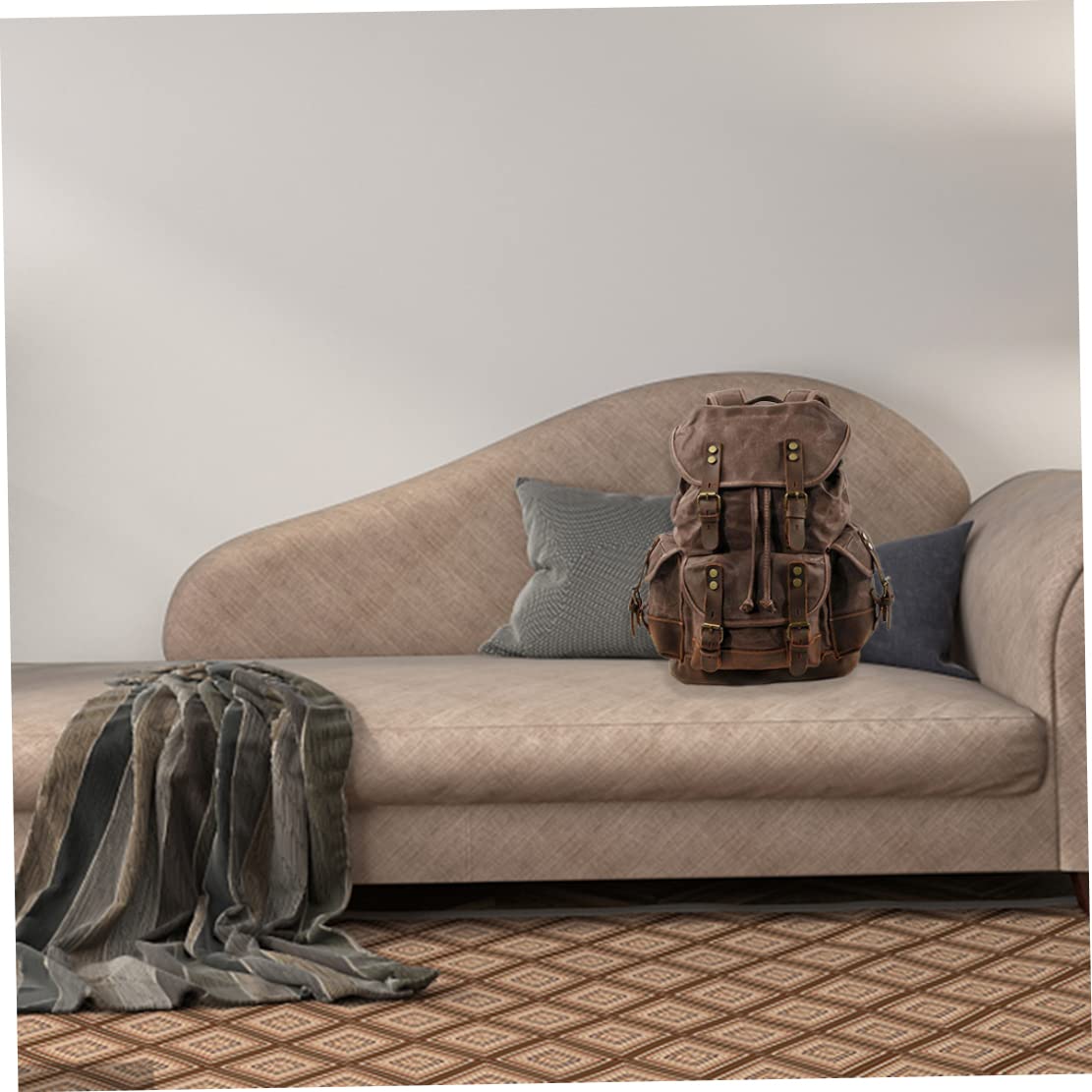 Herren-Rucksack aus gewachstem Segeltuch, Schulterrucksack, Vintage-Bergsteiger-Reisetasche, strapazierfähig, wasserdicht, sehr geräumige Tasche für Reisen, Outdoor, Wochenendrucksack
