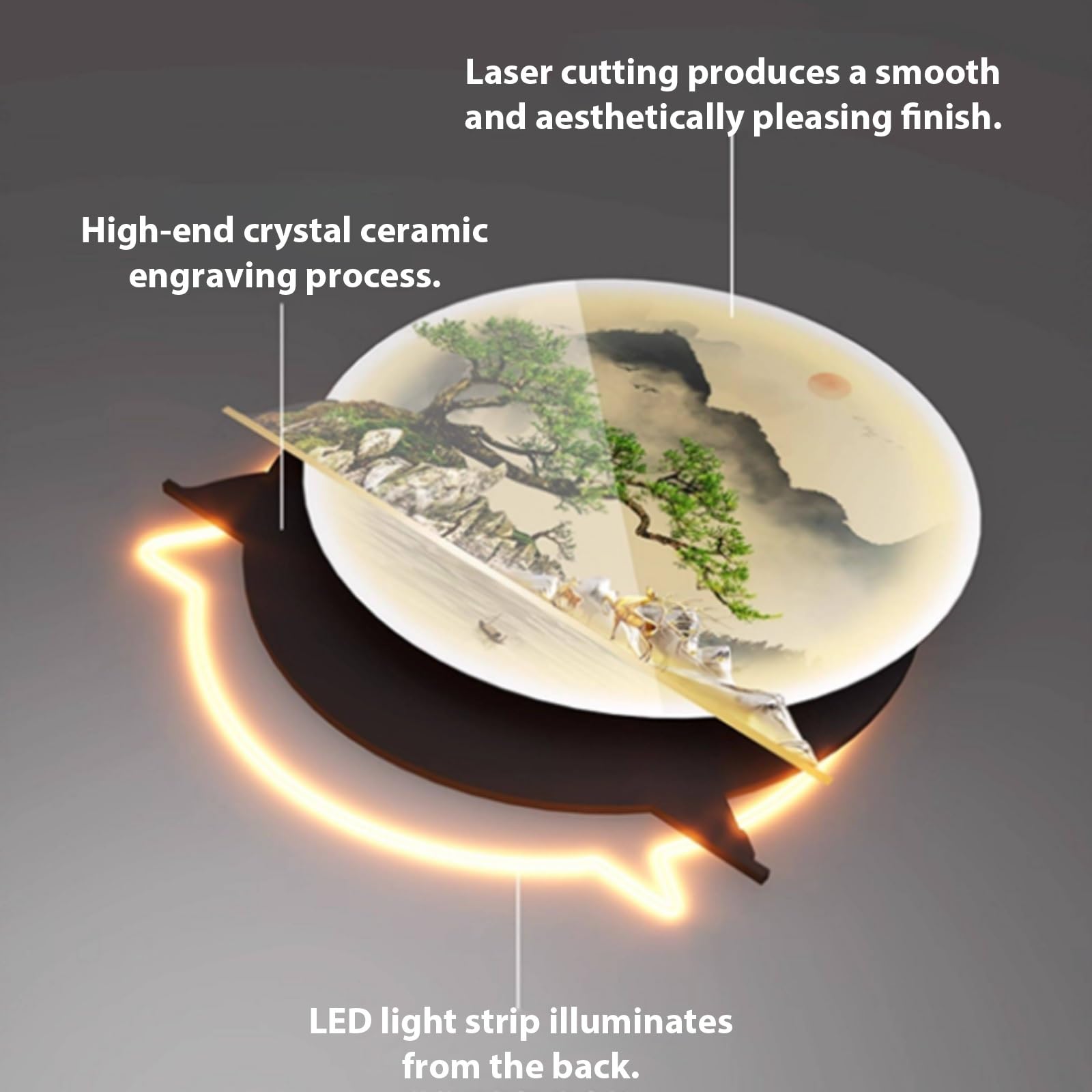 3D-Wanddeko mit LED-Beleuchtung, Moderne Wohndeko Hängende Wanddeko Beleuchtung, 3D-geprägte LED-Dekogemälde, Geeignet für Wohnzimmer, Eingangsbereiche und Flure(A,90 * 30cm/35.4 * 11.8in)