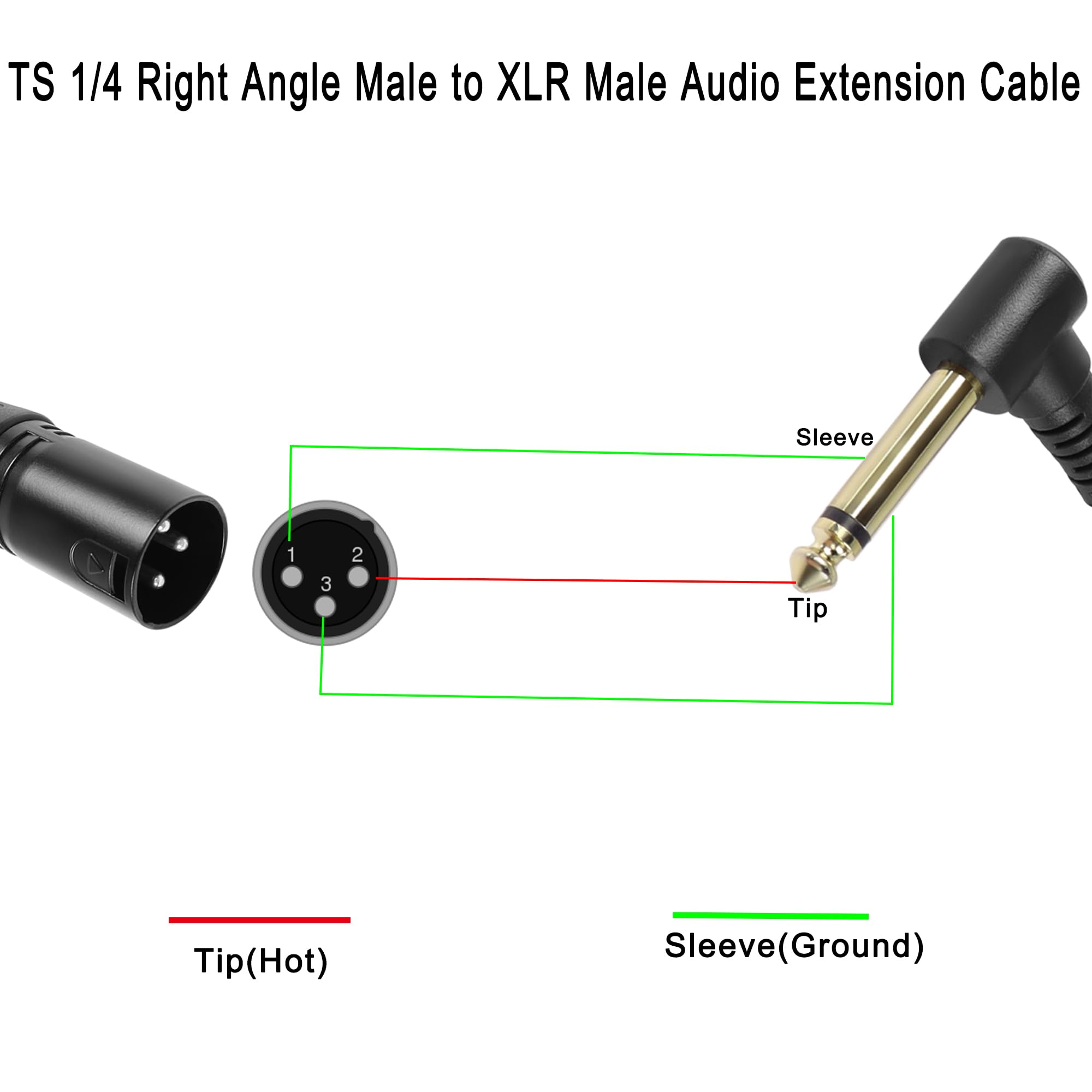 QIANRENON XLR Male to Dual TS 1/4 Stereo Splitter Cable 3-Pin XLR to