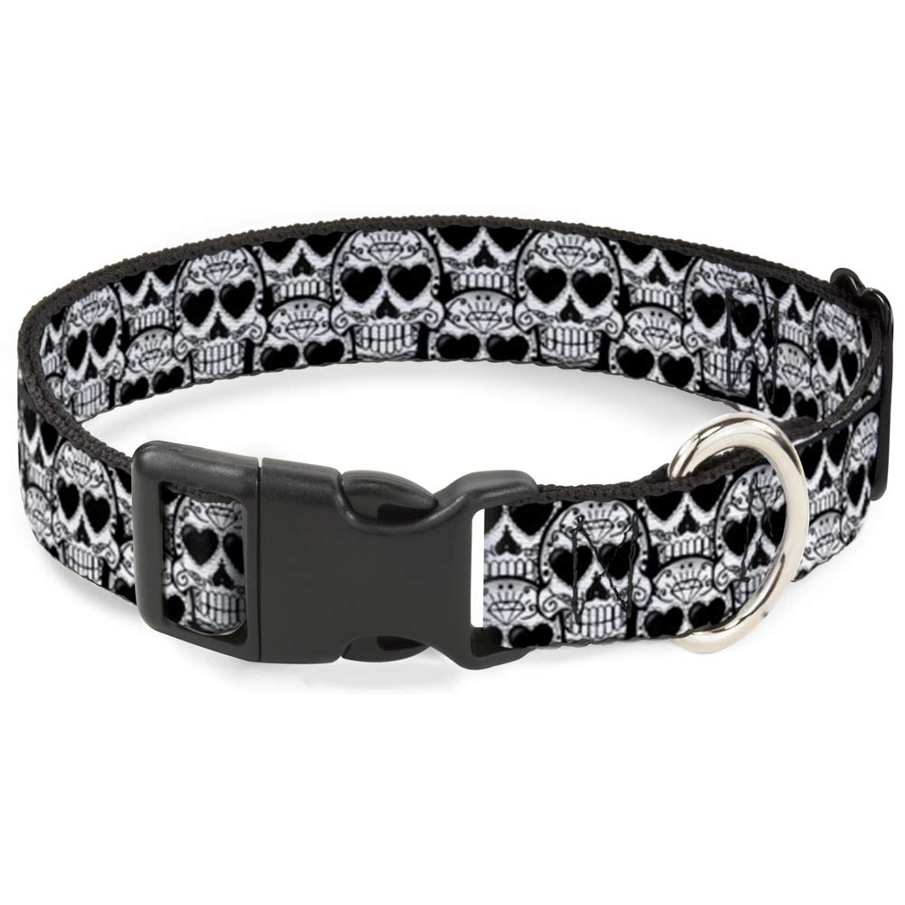 Collar de clip de plástico Buckle-Down para paseos urbanos seguros con diseño de calaveras