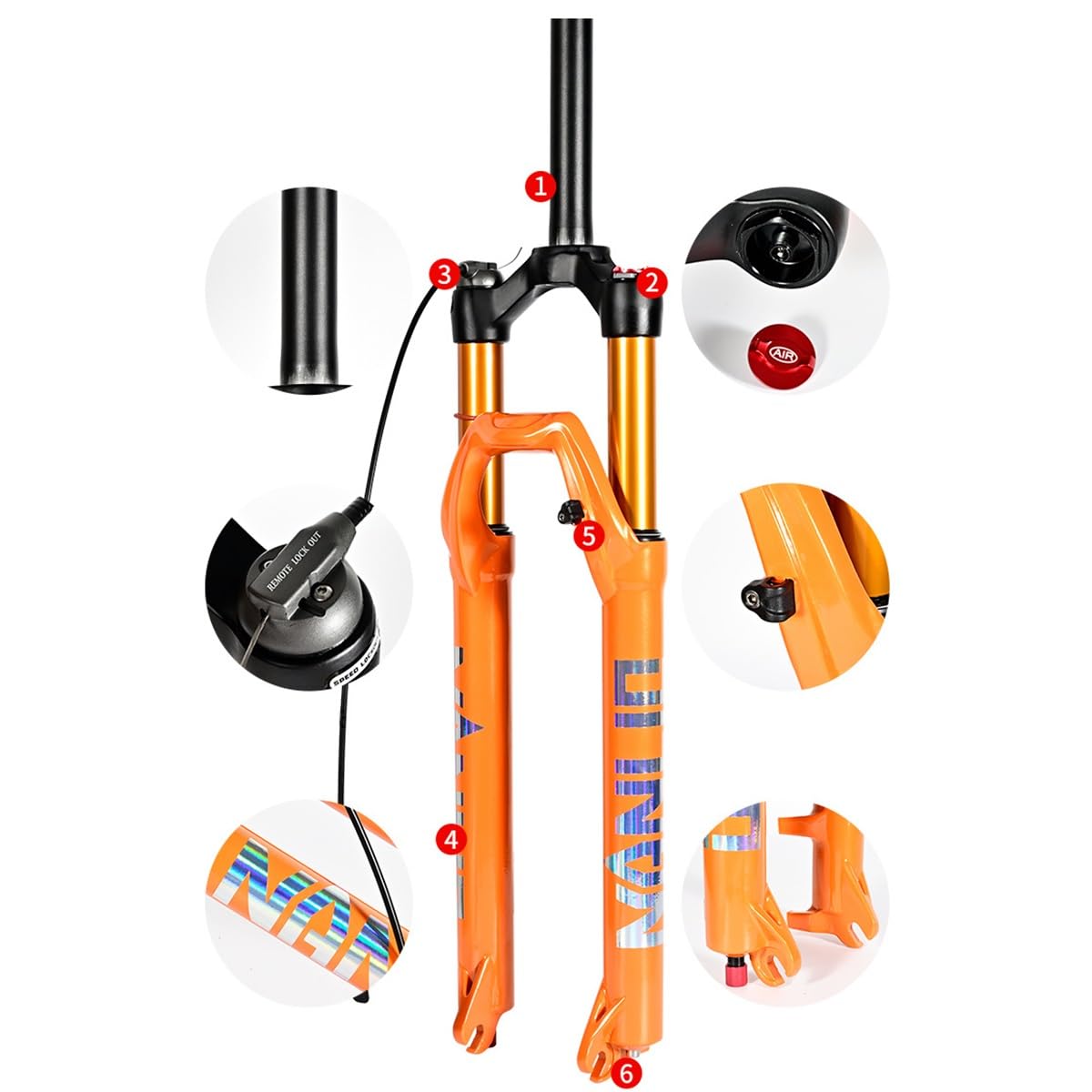 Horquilla de suspensión para Bicicleta de montaña de 26, 27,5 y 29 Pulgadas con Ajuste de amortiguación, Horquilla Delantera para Bicicleta XC Am MTB, Tubo Recto de 1-1/8, recorri