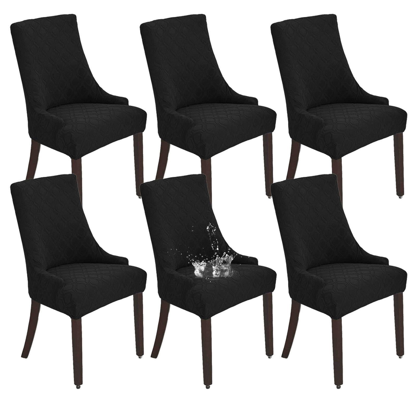 ZRCYXDW Waterproof Wingback Side Chair Slipcover, Stretch Wingback Chair Cover Slipcover Removable Dining Chair Covers Washable For Banquet Decoration-black-Set of 6