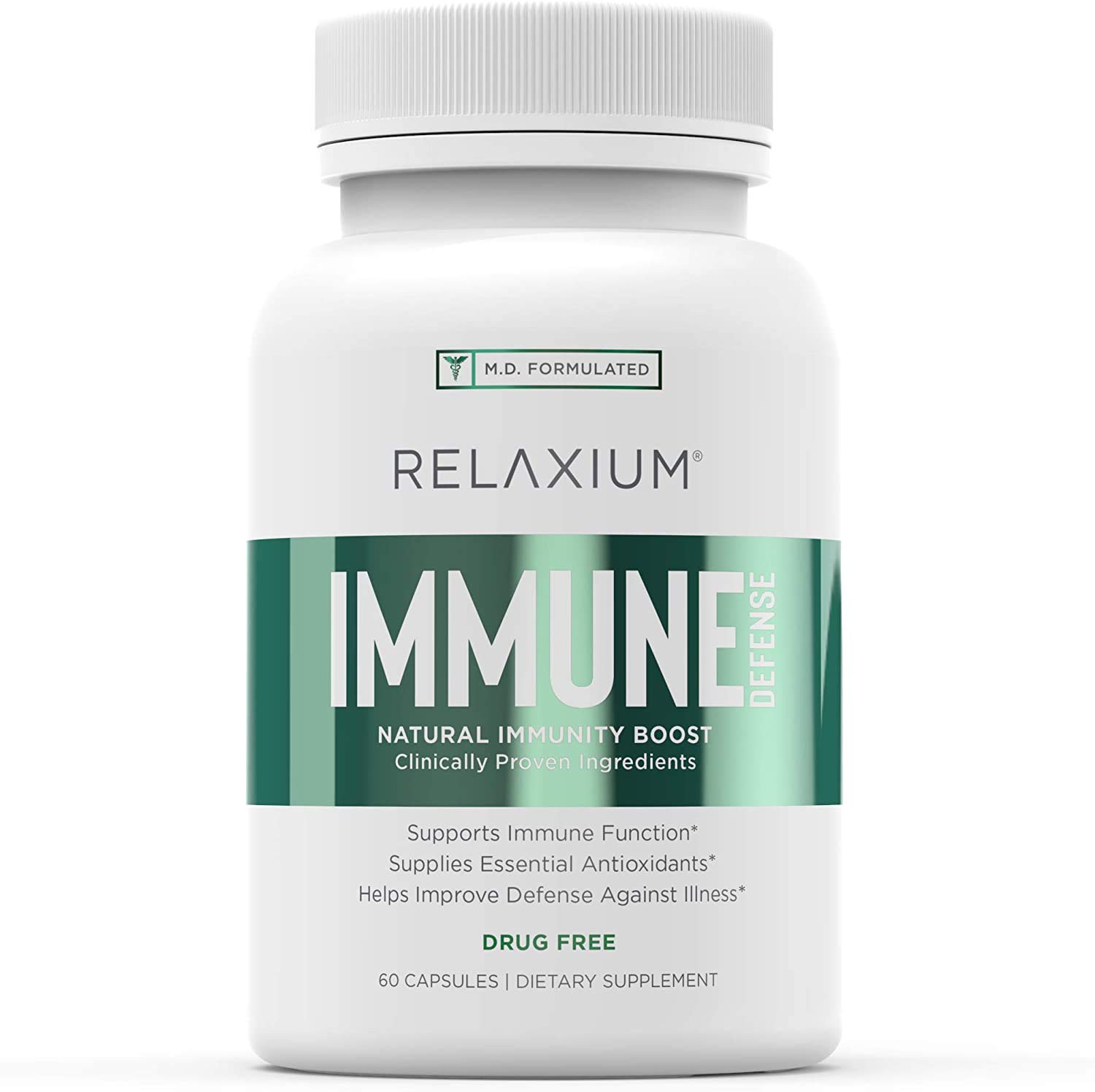 Relaxium Immune Defense, Powerful Immune Support Supplement, Immunity Booster to Strengthen Health with Elderberry, Garlic, Echinacea, Vitamin C & Zinc (60 Capsules, 30 Day Supply)