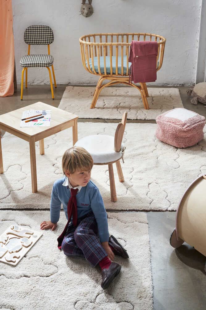 Lorena Canals - Waschbarer Teppich für das Kinderzimmer. Kollektion Rugcyled Wolken in Naturfarbe - handgefertigt mit natürlicher Baumwolle und ökologischen Farbstoffen - Größe: 120x160 cm.