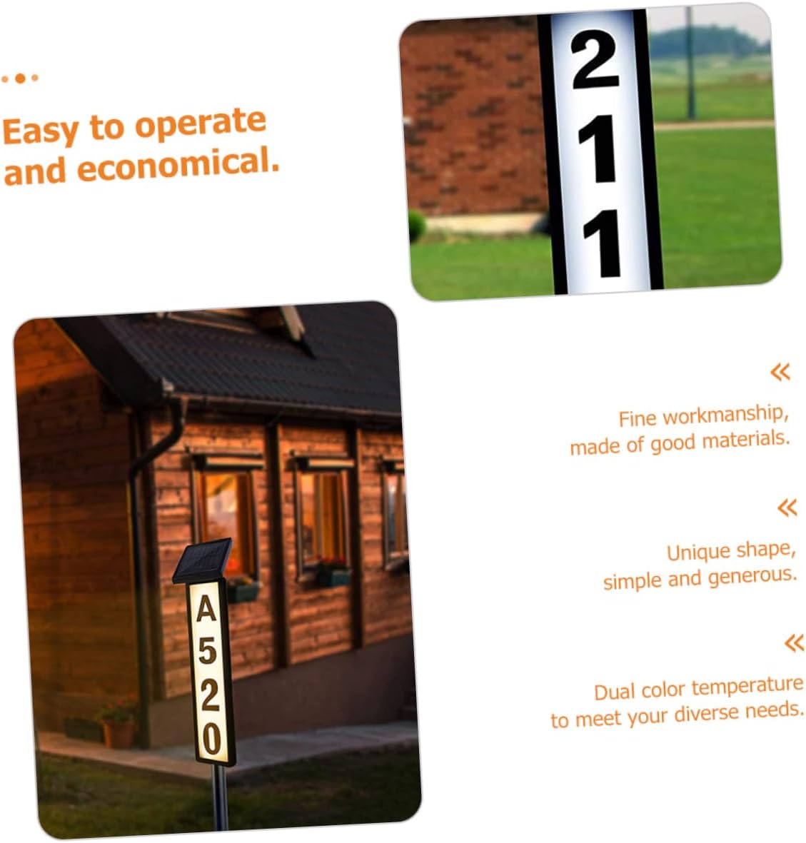 Solar Address Sign with Lighted House Numbers Easy to Install Solar-powered Outdoor Plaque for Garden and Patio Weatherproof Illumination for Home Address Display