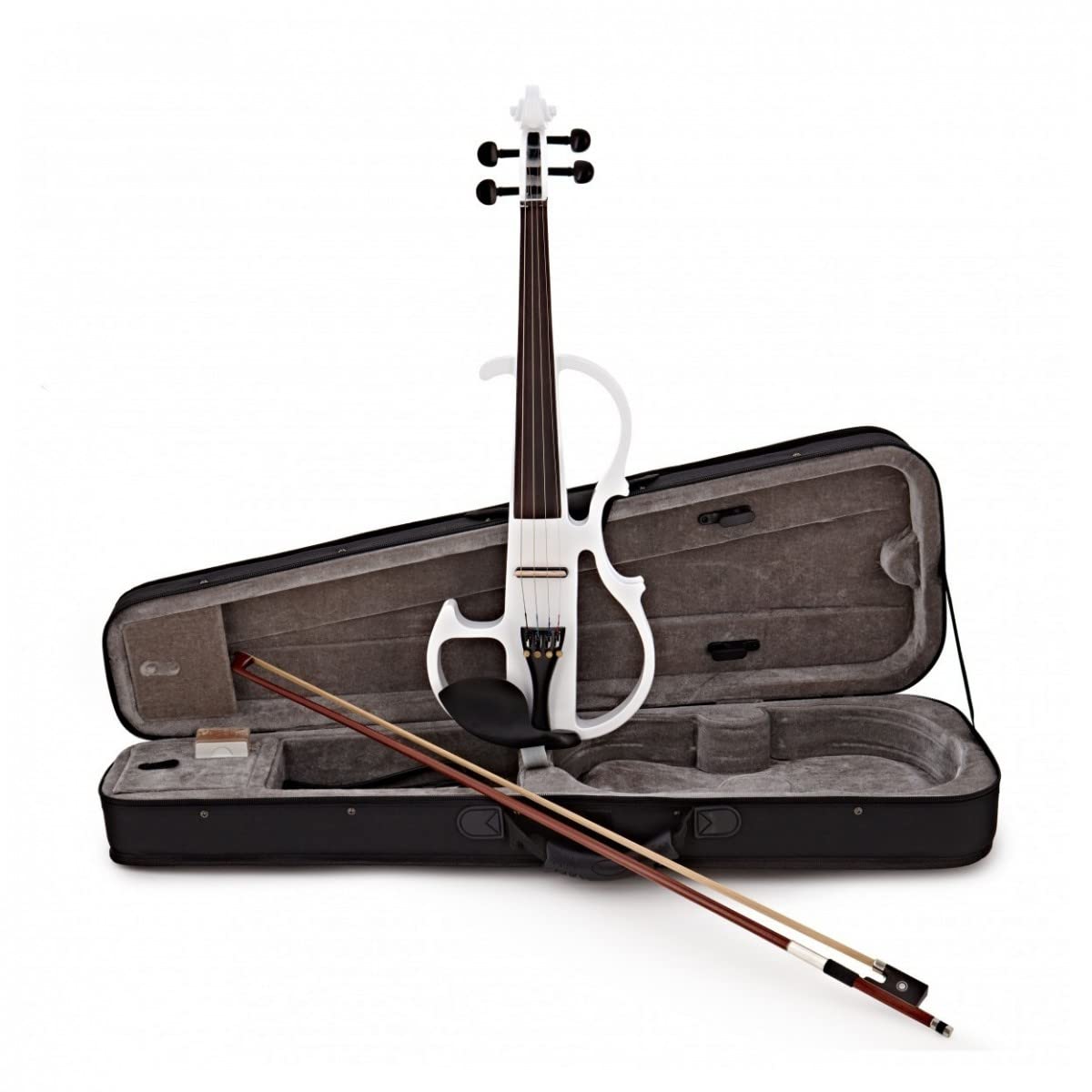Gear4music Violino Elettrico per Adulti, Bianco | Suono elettrico notevole per la sperimentazione, manopola di tonalità con pickup sotto ponticello, finiture acero e betulla