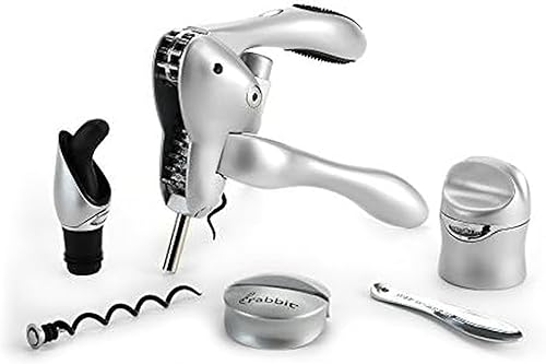 Rabbit Kit de herramientas de vino de 6 piezas color plateado Rabbit Kit de herramientas de vino de 6 piezas color plateado