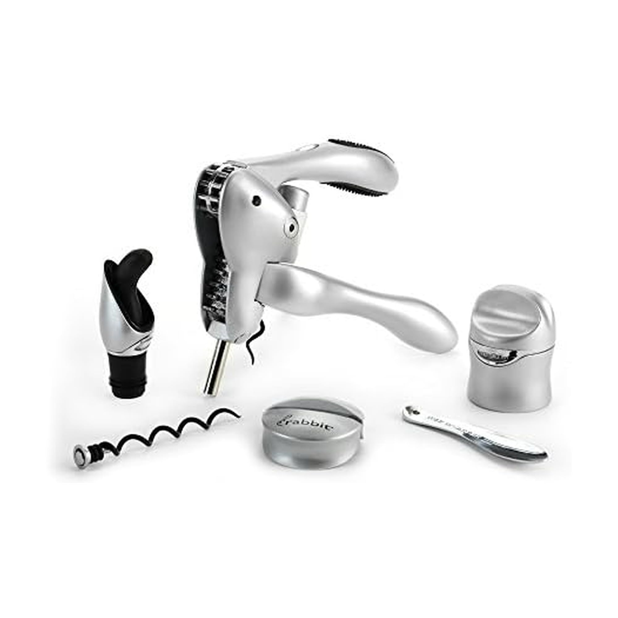 Rabbit Wine Tool Kit (Silver), 6 Piece Set