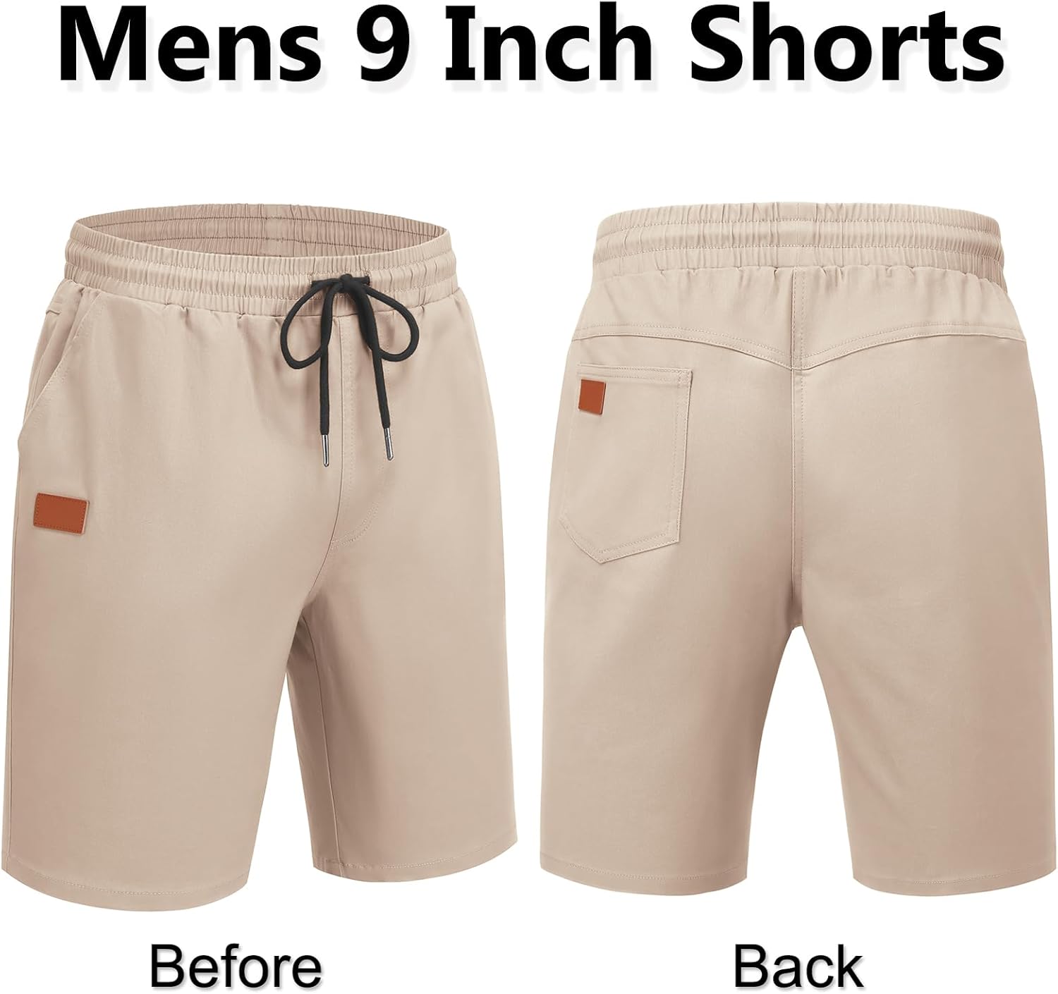 COOFANDY Mens Casual Shorts 9" Chino Cotton Shorts Summer Beach Drawstring Shorts with Pockets - Image 6