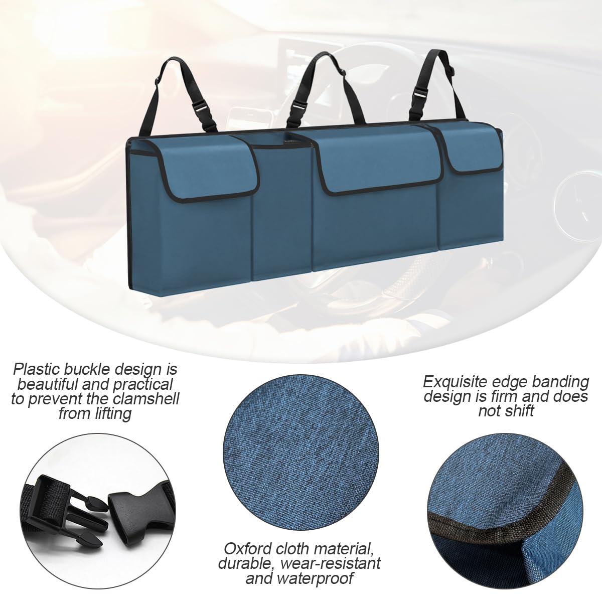 Organizer Bagagliaio Auto Impermeabile - Borsa Portaoggetti Oxford Con 4 Tasche