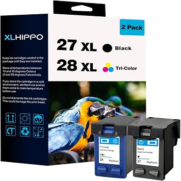Remanufactured HP 27 and HP 28 Ink Cartridges Black & Color Combo Pack for HP Deskjet 3650 3845 PSC 1310 1315 2200 2171 OfficeJet 5608 | 1 HP27 Black C8727AN, 1 HP28 Tri-Color C8728AN 2 Pack