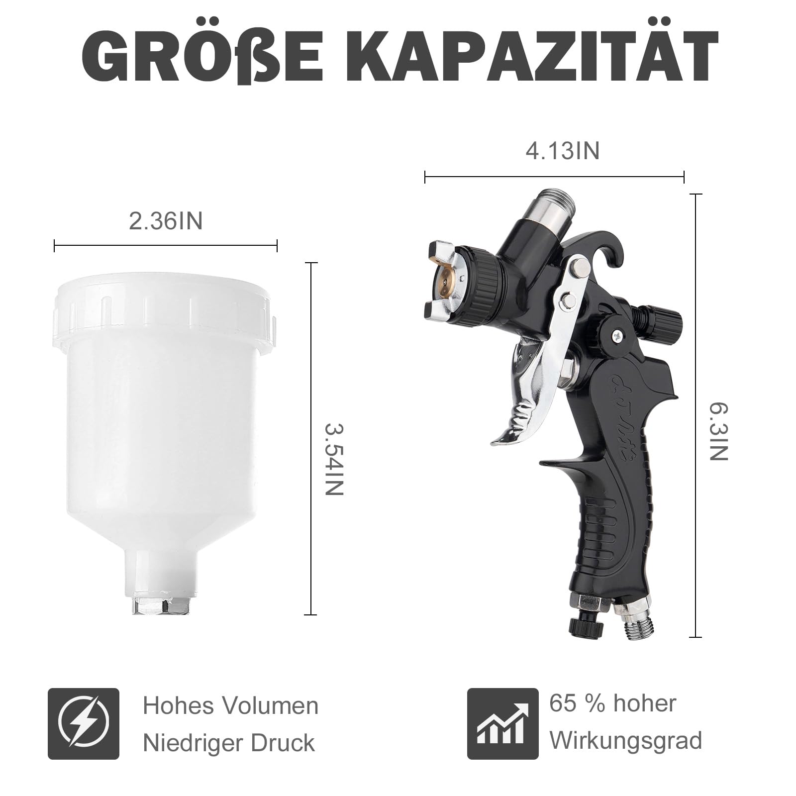 Mini Lackierpistole Druckluft Farbsprühpistole mit 125 ml Plastikbecher und Edelstahldüse 0,8mm & 1,0 mm Profi Farbsprühsystem Lackierpistole Spritzpistole für Autos, Detailreparaturen, Ausbesserungen