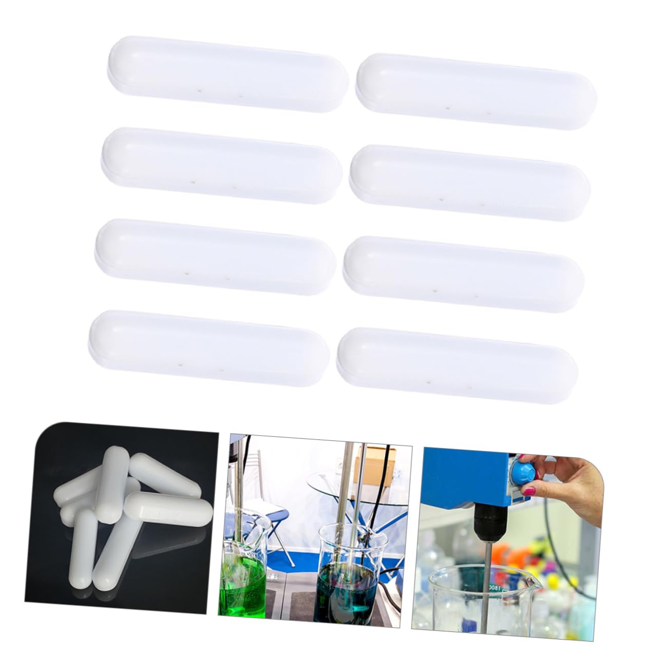 OUNONA 3 Sätze Magnetrührer Gadgets Barren Maschinenmischer Sportköder Handrührer Magnetrührstäbchen Magnetstab Magblox Magnet Stab Rührplattenstab Labor-rührstab Ptfe Weiß 8 Stück * 3