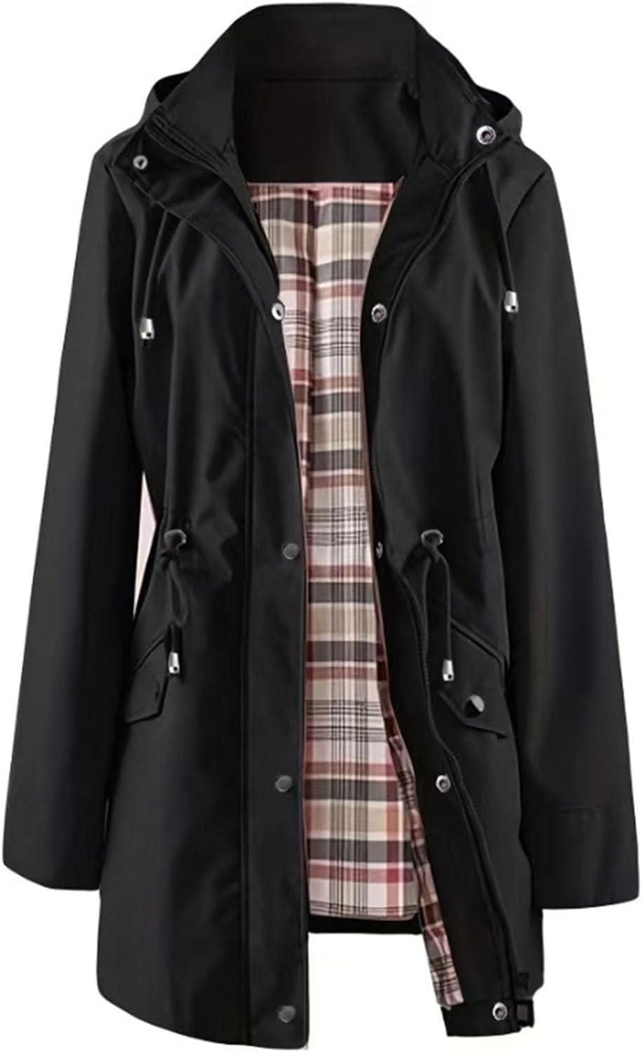 PBNBP Women's Stylish Waterproof Anorak with Adjustable Waist, Lightweight Sun Protection Rain Jacket for Travel & Outdoors