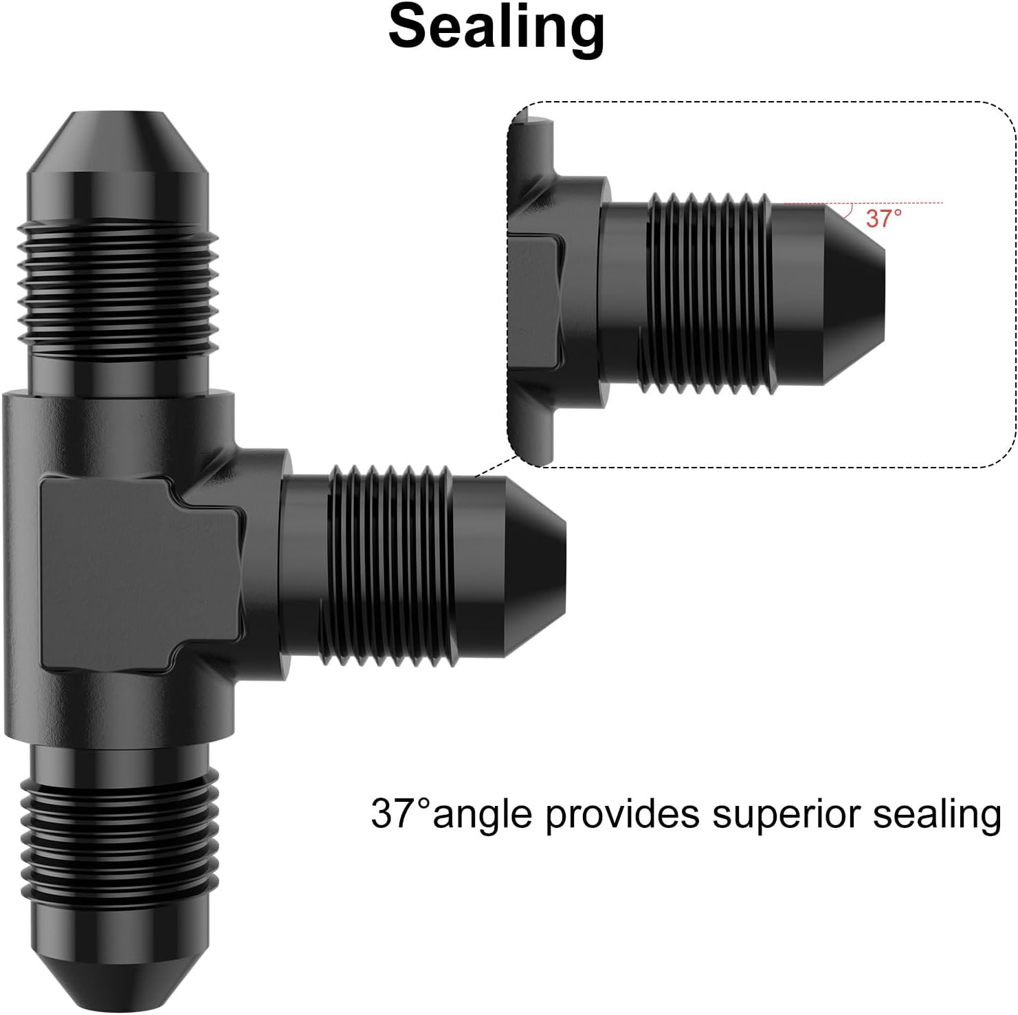 4AN Male Flare Tee Fitting Adapter T Union Aluminum Black