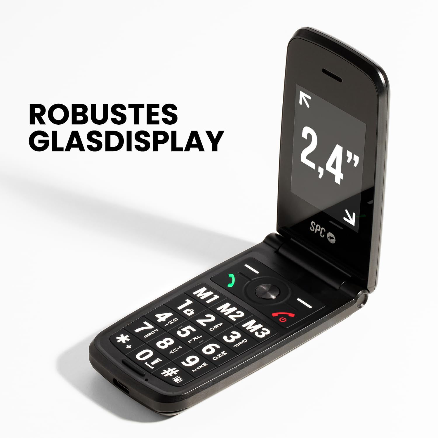 SPC Titan 2 – Klapphandy für Senioren, 4G, große Tasten, lauter Klingelton (105 dB), 2,4”-Display | Einfach zu bedienen und fern-konfigurierbar | 3 Direktwahltasten | Akku hält bis zu 7 Tage – Schwarz