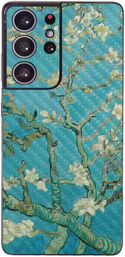 MightySkins Carbon Fiber Skin Compatible with Samsung Galaxy S21 Ultra - Great Wave of Kanagawa | Protective, Durable Textured Carbon Fiber Finish | Easy to Apply | Made in The USA