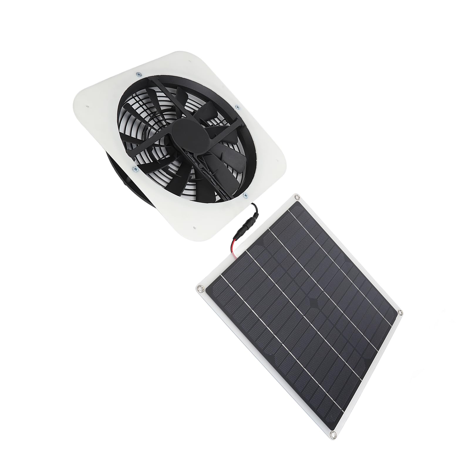 Hyuduo Kit di Ventola di Scarico Solare Solare Ad Alta Efficienza con Ventola Rotonda da 10 Pollici per Pollaio a Serra (WHITE)