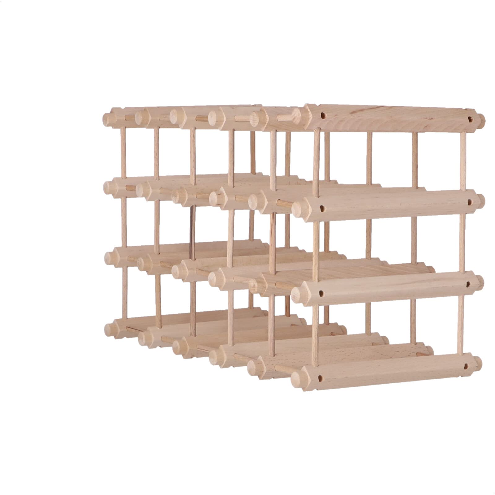 Aranaz- Portabottiglie Impilabile - Supporto per 20 Bottiglie di Vino - Legno di Faggio - Con 4 Ripiani - Ripiano Impilabile - 55,5X 27,5X 34 cm