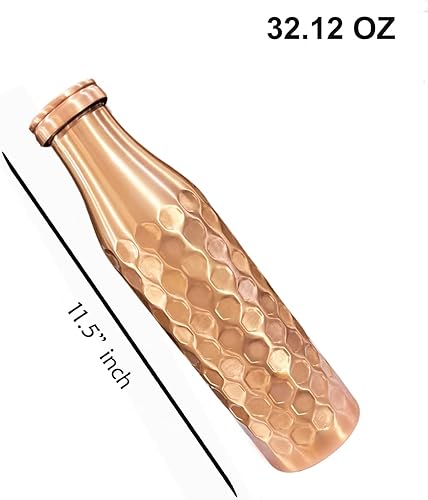 Miniatura 14 de Perilla Home Botella de agua de cobre puro de 34 onzas, a prueba de fugas, 100% pura, recipiente de cobre ayurvédico, bebe más agua y disfruta