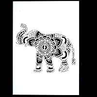 Vista 2 de Plantilla decorativa de mandala de elefante para pintar en paredes, manualidades de muebles (tamaño A4)