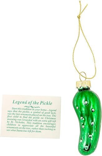 Fun Express - Adornos de pepinillo de cristal soplado a mano para Navidad decoración del hogar adornos - Novedad - Navidad - 12 piezas