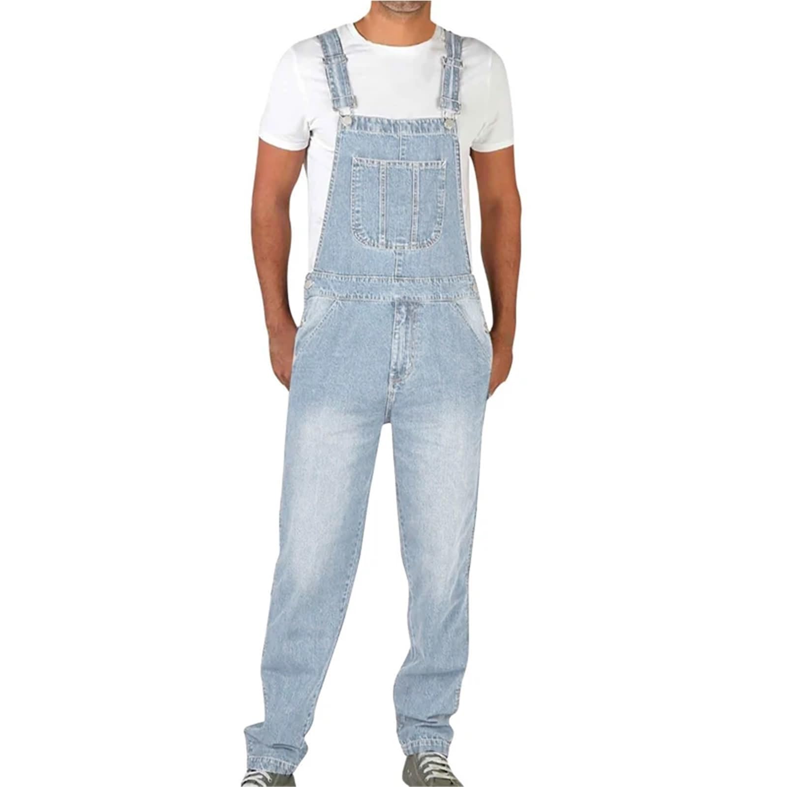 Ropa De Trabajo Para Hombre Monos de mezclilla con tirantes sueltos y pierna recta for hombre
