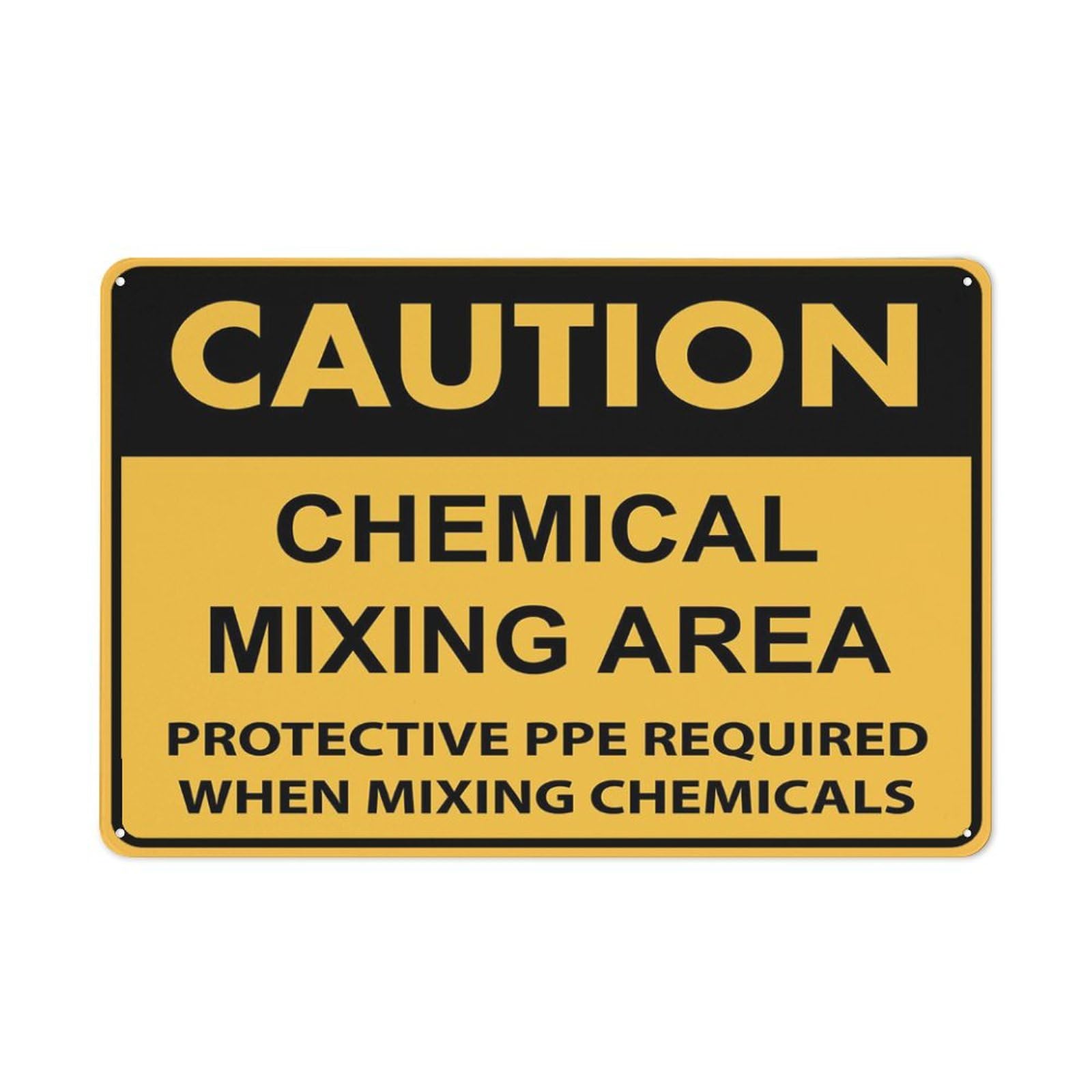 Caution - Chemical Mixing Area Sign, 8x12 Inch Rust-Free Metal Aluminum for House, Door, Office, Business, Yard, Pre-Drilled Holes, Weather Resistant