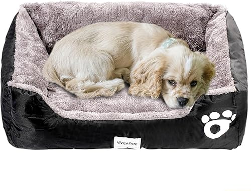 vivicreate Cama rectangular para perros pequeños a grandes, cama suave y lavable para mascotas con base antideslizante, cómodo cojín para dormir,