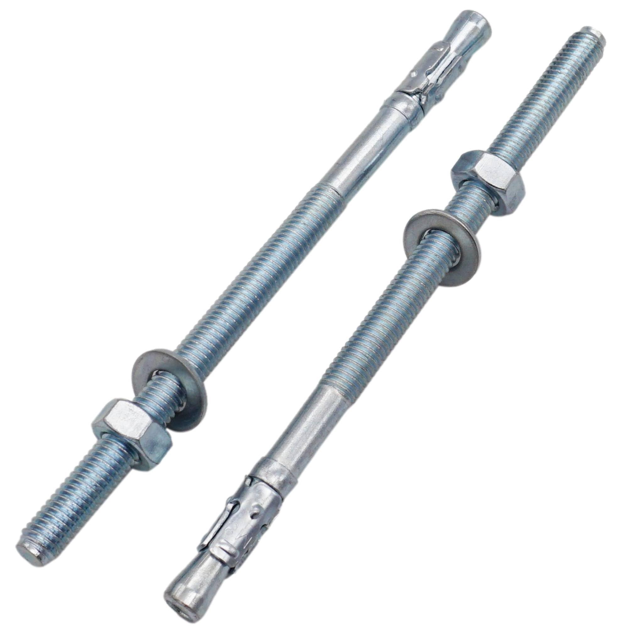 SKIR'CO (8 pcs) Zinc Plated Wedge Anchors M8 x 140 mm, Metal Dowels, Anchor Bolt, Masonry Anchors, Concrete Anchor