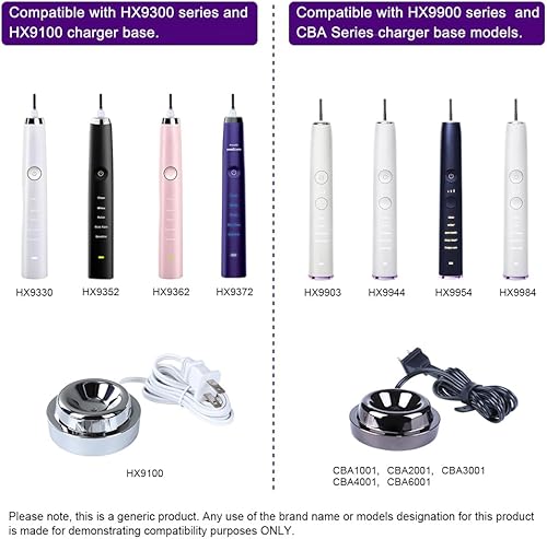 Miniatura 4 de Cargador de vidrio de repuesto compatible con cepillo de dientes eléctrico Philips Sonicare Diamondclean, para HX9100 CBA1001 CBA2001 CBA3001