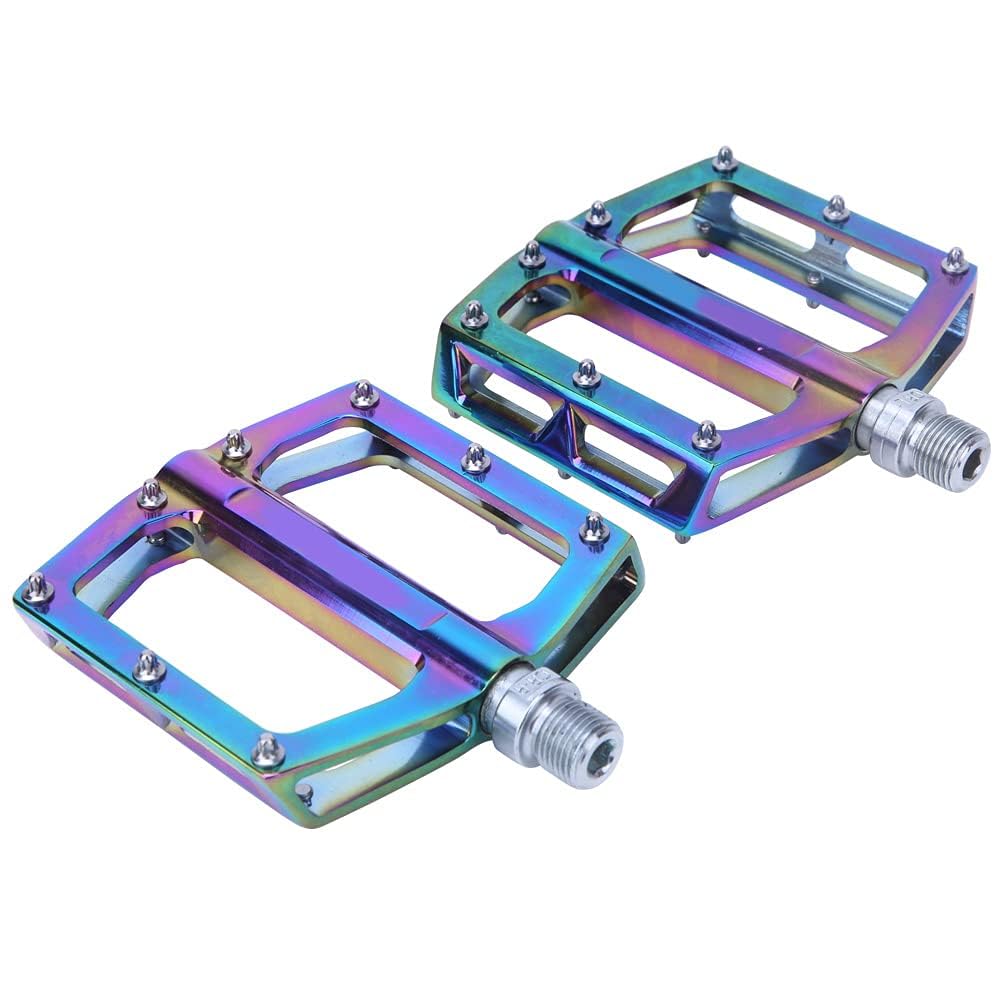 Pedali in lega di alluminio multicolore 058 per bici da strada, mountain bike e pieghevoli - Ampia superficie, cuscinetti autolubrificanti, antiscivolo, leggeri e durevoli