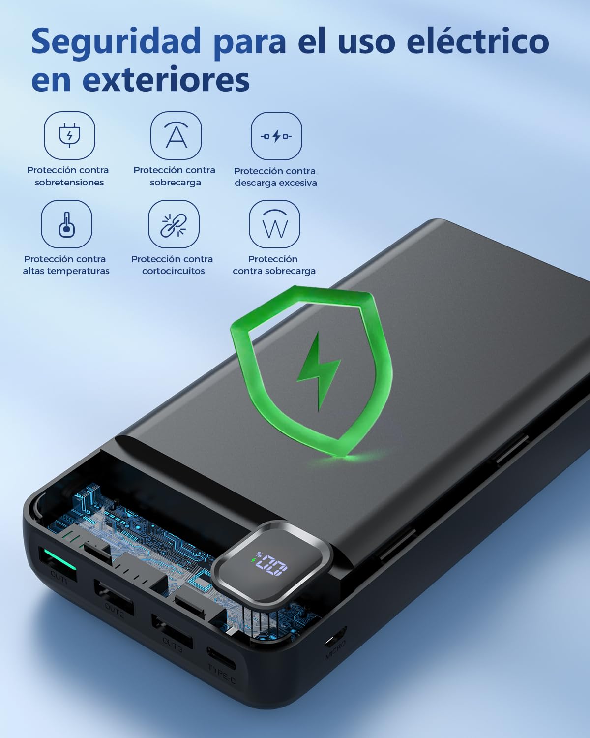 Power Bank 50000mAh Bateria Externa PD 30W Carga Rapida