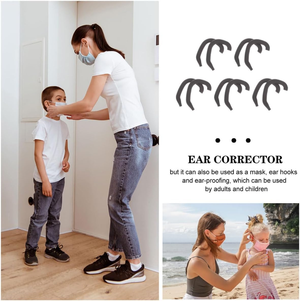 Correttore auricolare in silicone per neonati e bambini, correzione dell'orecchio sporgente per neonati e bambini, nero
