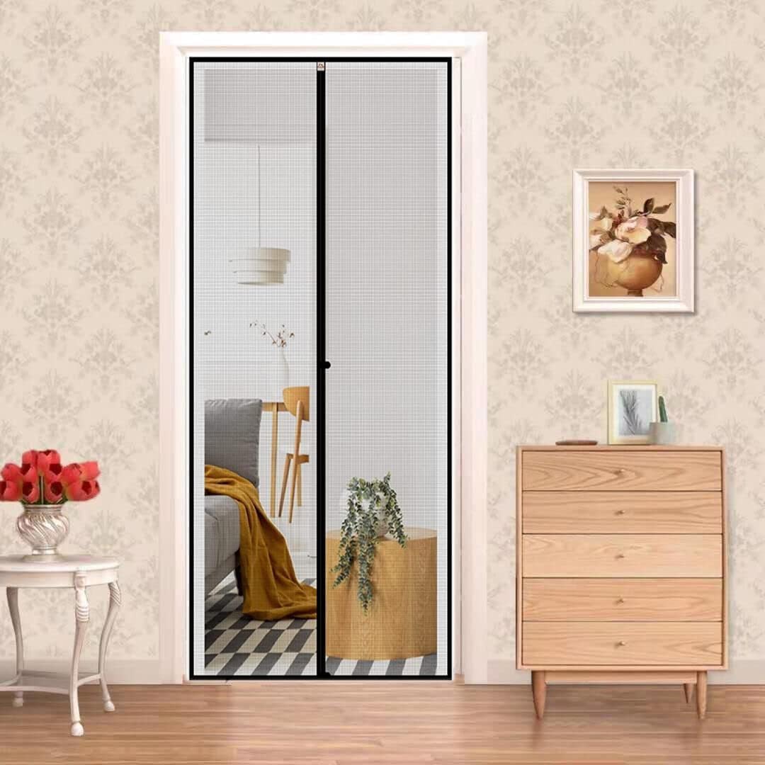 Panngu Moskitiera magnetyczna na drzwi balkonowe, 80 x 230 cm, wzmocniona, zasłona na drzwi tarasowe, magnesy na drzwi, bez wiercenia, moskitiera na drzwi, magnetyczna zasłona na drzwi, biała