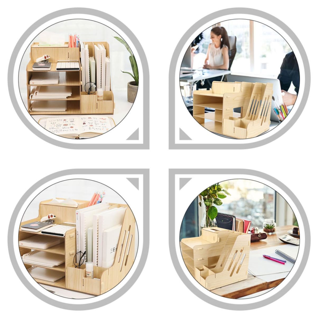 Artibetter Étagère à Documents en Bois Grand Compartiment Multi-sections pour Bureau, Organisateur de Documents Fonctionnel Grosse Capacité et Rangement Soigné