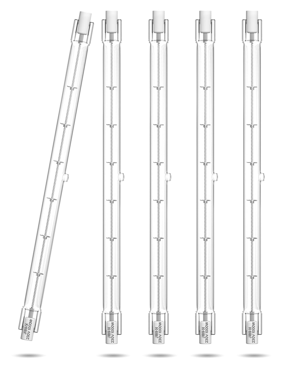 Klarlight R7S Halogen Leuchtmittel 189mm 1000W, Slim J189 J-Typ Linear R7S Halogenstab Dimmbar, 16000 Lumen Superhell Flutlicht Doppelend-Lampe, 220-240V HalogenBirne, 5 Stück