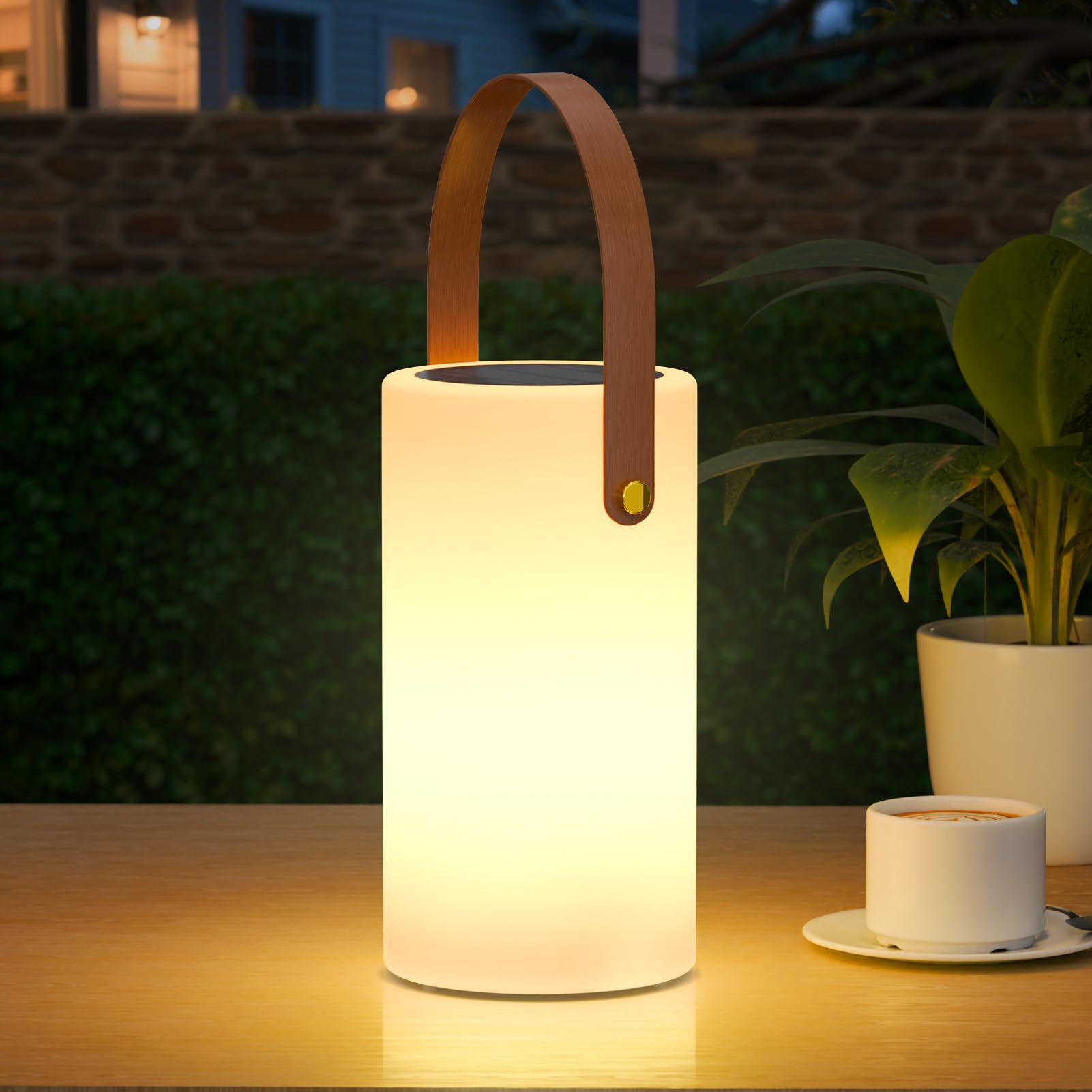 NiceBuy Portable Solar Table Lamp 2 in 1 Charging Outdoor Lantern with Remote RGB Cordless Lights, Water-Resistant IP44 for Patio Terrace Camping Garden Balcony