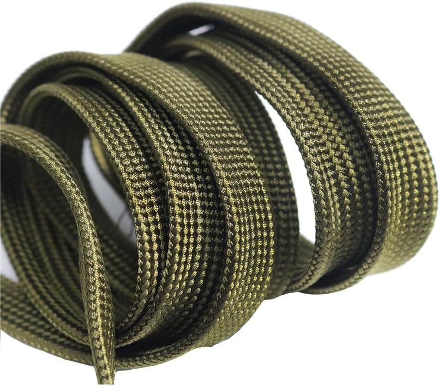 10 Meters Green Cotton Braided Cable Sleeving, for Power Audio Wire Special Shock Absorber Braided Sleeve Cable Tube Sleeves Parts(8mm Flat Size)