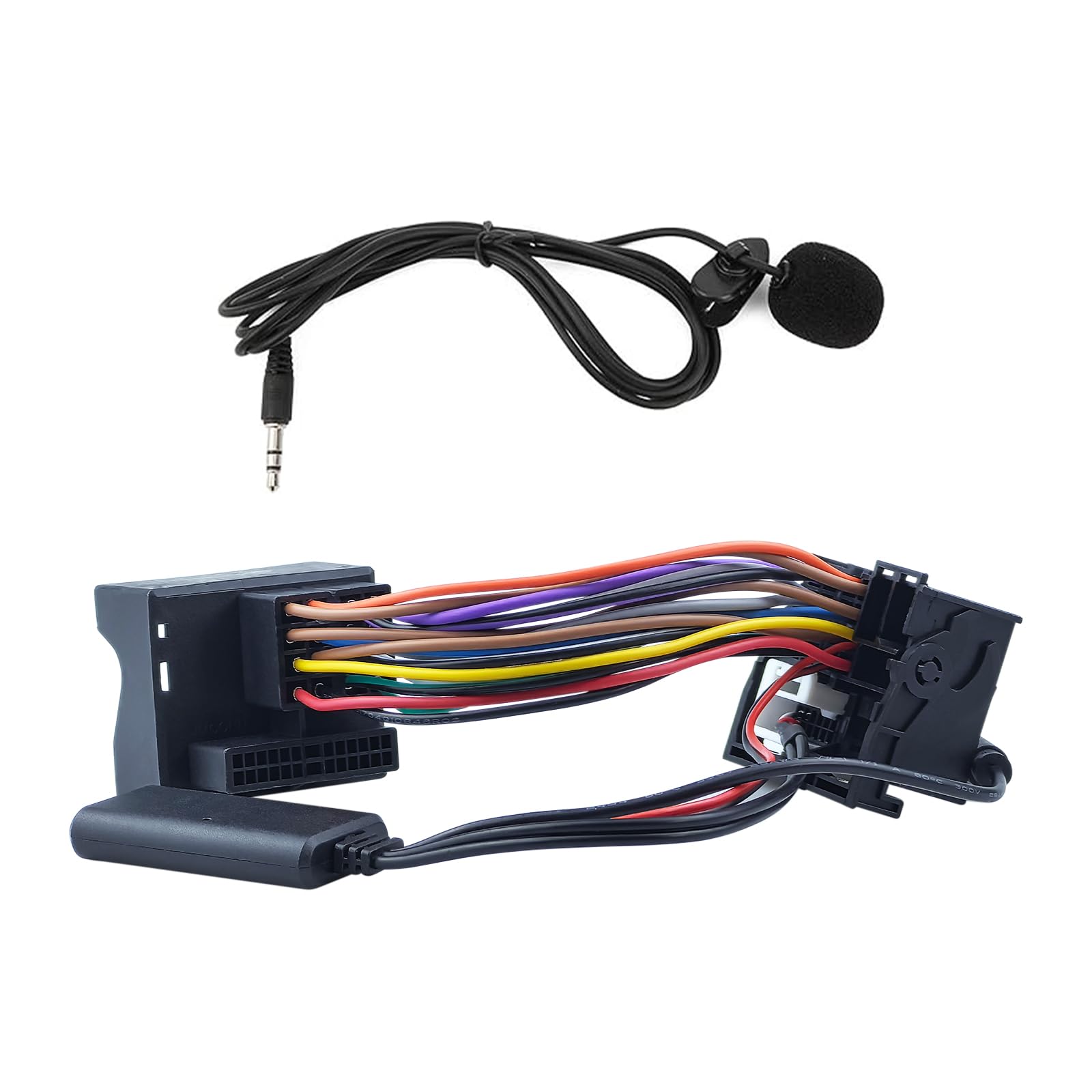 Flylin - Adattatore Bluetooth AUX per musica, cavo modulo AUX IN Bluetooth a 12 pin con microfono, microfono vivavoce compatibile con autoradio Volkswagen Skoda RCD210 RCD310 RCD510 RNS510