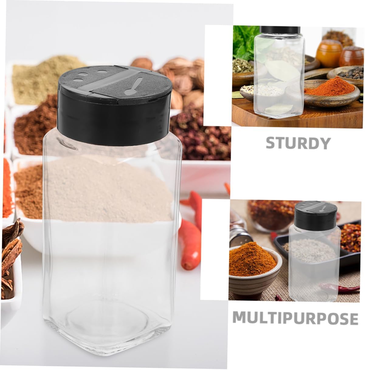 4pcs Glass Condiment Bottle Jar Airtight Spice Containers Salt Pepper Shakers